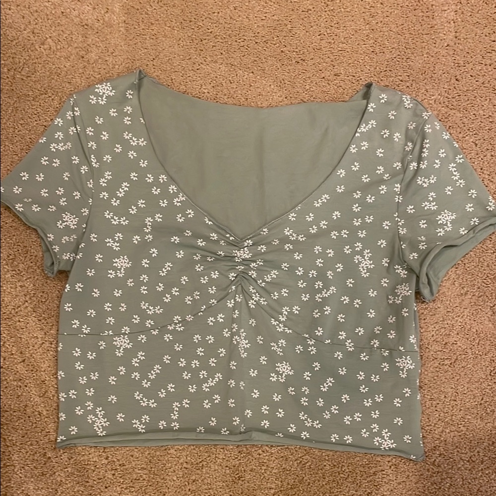 Light green floral Shein crop top, size Medium